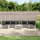 vidaXL Set mobilier de grădină, 8 piese, cu perne, alb, oțel 3186916