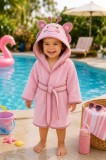 Cumpara ieftin Halat de baie Premium roz pastel cu broderie si urechiuse, Ramel (Marime