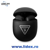 Casti True Wireless Guess, Triangle Logo, BT5.0 4H Stereo, Negru Mat