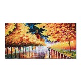 Tablouri indragostiti pictat manual living, dormitor, O seara romantica, 140x70cm ulei pe panza in cutit efect 3D