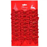 Set Fundite Decorative Craciun, Model Catifelat, Rosu, Dimensiune 4.5x5.5cm, 24 Buc., Oem