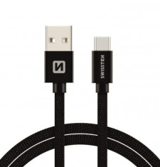 Cablu de date Swissten USB Type-C Textil 2m Negru foto