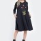 Rochie Medie Dama, Ampla, Bleumarin cu pictura realizata manual V304 - M