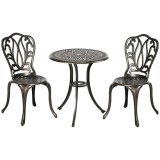 Outsunny Set Mobilier Grădină 2 Persoane 2 scaune și Masă Rotundă stil retro din aluminiu turnat, bronz | Aosom Romania