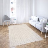 Cumpara ieftin Covor Premium Belgian Model Blanita LOP 050, Efect 3D, Imitatie Blana Iepure, Marime 50 x 80 cm, Crem, Inaltime Fir 23 mm, Antiderapant, Antialergic,