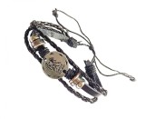 Cumpara ieftin Bratara Piele Ecologica Neagra, Zodiac Gemeni, Ajustabila (16-24cm), Snur BR50