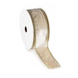 Rola panglica Craciun catifea bej aurie mm 40 x 10 m