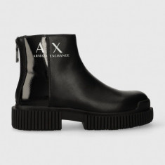 Armani Exchange botine femei, culoarea negru, cu platforma, XDM009.XV742.K001