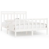 Cumpara ieftin Cadru de pat, alb, 160x200 cm, lemn masiv de pin