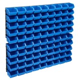 Cumpara ieftin Set cutii depozitare, 96 piese, panouri perete, albastru&amp;negru