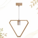 Cumpara ieftin Pendul Modern din Lemn Sophie, Inaltime Reglabila, E27, 110 Cm, Triunghi, Alb/Maro