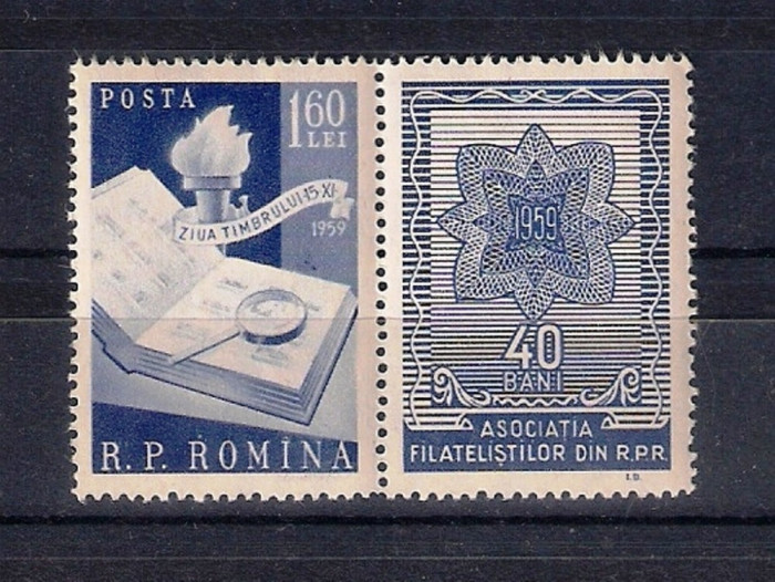 ROMANIA 1959 - ZIUA MARCII POSTALE ROMANESTI, VINIETA, MNH - LP 484a