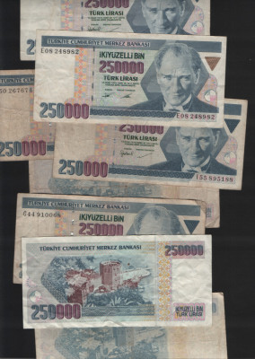 Turcia 250000 250 000 lire 1970(1995) VG-F-VF pret pe bucata foto