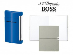 Set Minijet Lighter Blue S.T. Dupont si Note Pad Hugo Boss foto