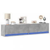 Cumpara ieftin Comodă TV de perete cu lumini LED, gri beton, 180x31x38 cm