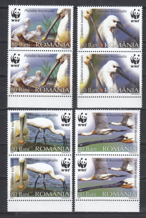 ROMANIA 2006 LP 1744 PASARI PROTEJATE LOPATARUL EURASIAN WWF PERECHE SERII MNH