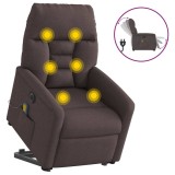 vidaXL Fotoliu electric masaj rabatabil cu ridicare maro &icirc;nchis textil