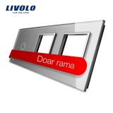 Cumpara ieftin Panou Livolo din sticla gri pentru 1 intrerupator touch si 2 prize
