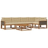vidaXL Set de canapele de exterior cu pernă 6 pcs Natural și Bej 3382581