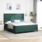 vidaXL Pat cu boxă spring LED și saltea Verde &icirc;nchis 180 x 200 cm 3343829