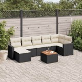 Cumpara ieftin Set mobilier de grădină cu perne, 8 piese, negru, poliratan