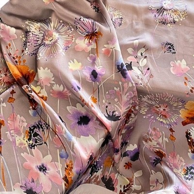 Esarfa satin florala lila foto