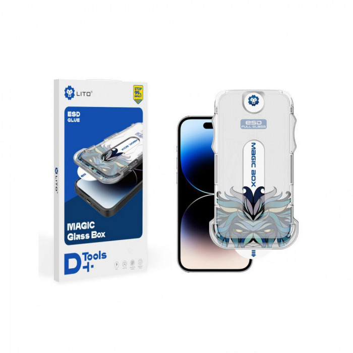 Folie pentru iPhone 15 - Lito Magic Glass Box D+ Tools - Clear