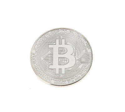 Moneda Suvenir Bitcoin, diametru 40 mm, Argintiu foto