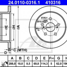 Disc frana LEXUS RX (MHU3, GSU3, MCU3) (2003 - 2008) ATE 24.0110-0316.1