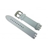 Cumpara ieftin Curea Ceas Swatch Piele Naturala Alba 20mm - Catarama Argintie