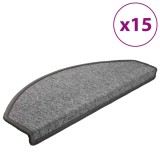Cumpara ieftin Covorase pentru scari, 15 buc., 65x24x4 cm, gri inchis, semirotunde, mari