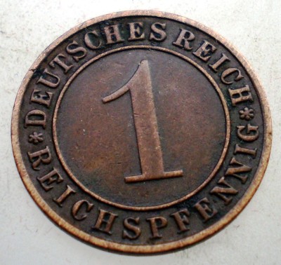 B.228 GERMANIA WEIMAR 1 REICHSPFENNIG 1934 D foto