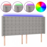 Cumpara ieftin Tablie de pat cu LED, gri deschis, 183x16x118/128 cm, textil