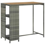 Cumpara ieftin Masa de bar cu raft de depozitare, gri 120x60x110 cm, poliratan