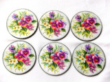 Set suport pahare din lemn cu flori 40000