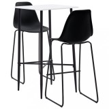 VidaXL Set mobilier de bar, 3 piese, negru, plastic