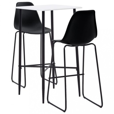 vidaXL Set mobilier de bar, 3 piese, negru, plastic foto