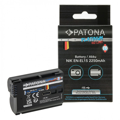 ​Acumulator Patona Platinum EN-EL15 cu USB-C 2250mAh compatibil Nikon-1363 foto