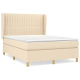 Cumpara ieftin Pat box spring cu saltea, crem, 140x200 cm, textil