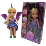 Papusa Unicorn 35cm cu Lumini si Melodie, Plastic Siliconat, Ochi de Sticla, Multicolor, Fete 3 ani+