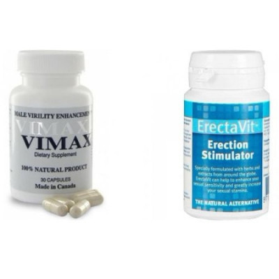 Pachet Pastile Marirea Penisului Vimax 30 capsule + Pastile Erectie ErectaVit 15 capsule foto