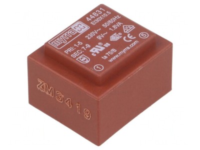 Transformator &amp;icirc;ncapsulat 1,8VA 230VAC 9V 200mA PCB foto
