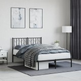 vidaXL Cadru de pat metalic cu tăblie, negru, 120x190 cm 374434