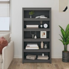 Gossi biblioteca, gri, 80x35x154 cm, lemn masiv de pin