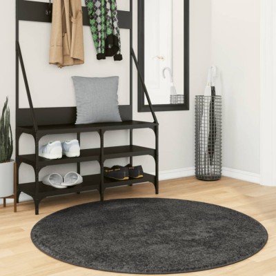 Covor pufos &amp;quot;PAMPLONA&amp;quot; cu fire &amp;icirc;nalte, antracit modern &amp;Oslash; 120 cm foto