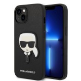 Husa originala iPhone 14 Plus Karl Lagerfeld Saffiano, Karl`s Head, negru, KLHCP14MSAPKHK