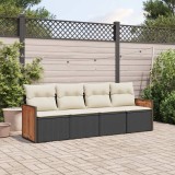 VidaXL Set mobilier de grădină cu perne, 4 piese, negru, poliratan