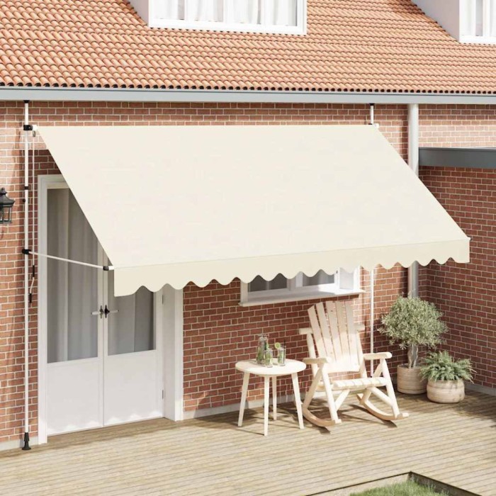 vidaXL Copertină retractabilă manual, crem, 400 cm 143698