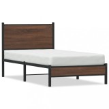 Gossi cadru pat metalic cu tablie, stejar maro, 80x200 cm