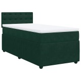 Cumpara ieftin Pat box spring cu saltea, verde inchis, 100x200 cm, catifea